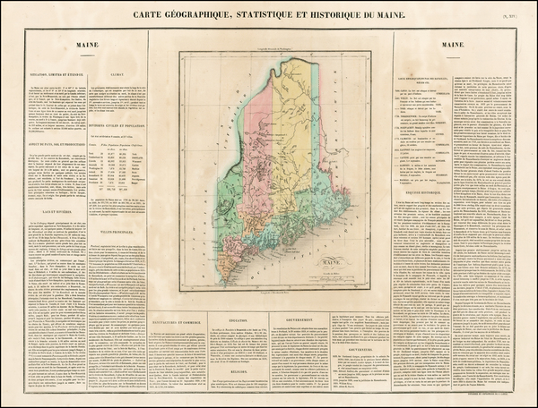 61-New England Map By Jean Alexandre Buchon