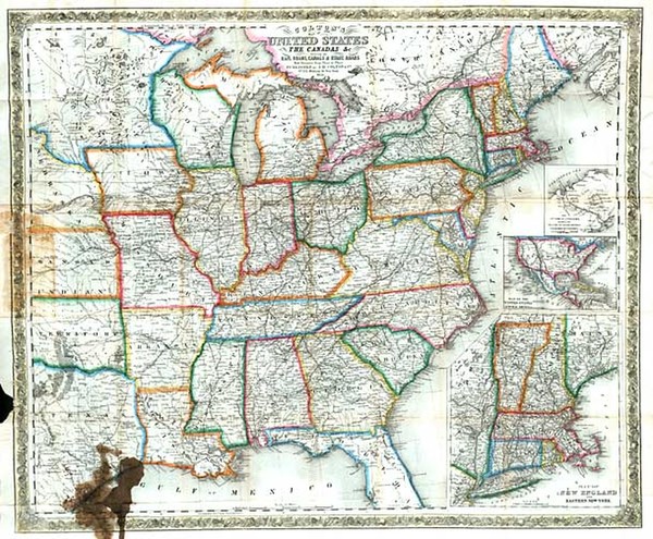 28-United States and Canada Map By Joseph Hutchins Colton