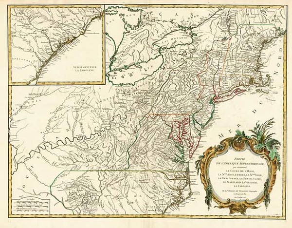 96-New England, Mid-Atlantic and Southeast Map By Didier Robert de Vaugondy