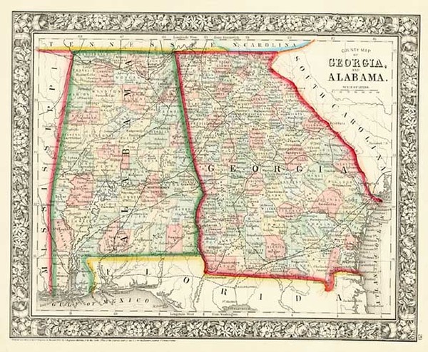 4-South and Southeast Map By Samuel Augustus Mitchell Jr.