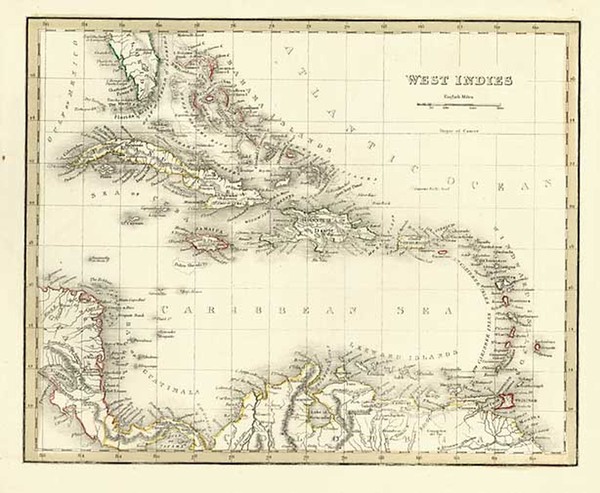85-Caribbean Map By Thomas Gamaliel Bradford