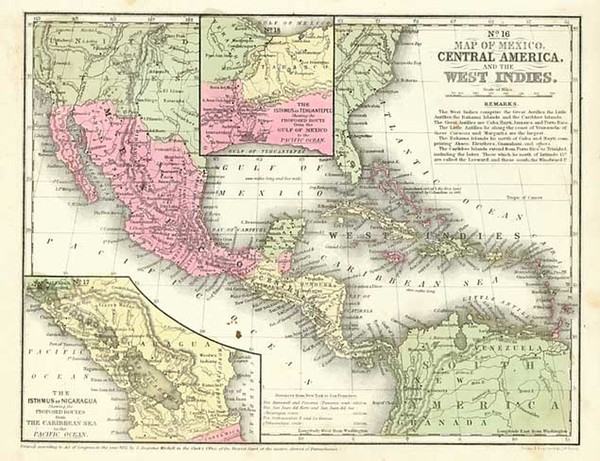 86-Mexico, Caribbean, Central America and South America Map By Samuel Augustus Mitchell Jr.