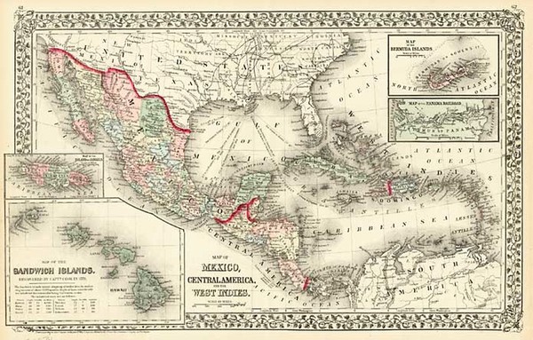 96-Southwest, Hawaii, Mexico, Caribbean, Australia & Oceania and Hawaii Map By Samuel Augustus