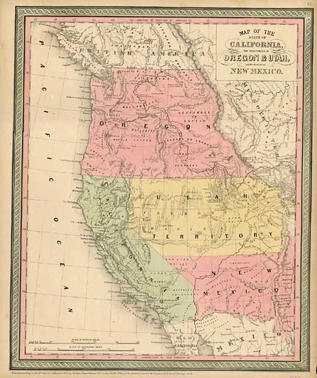 39-Southwest, Rocky Mountains and California Map By Thomas, Cowperthwait & Co.