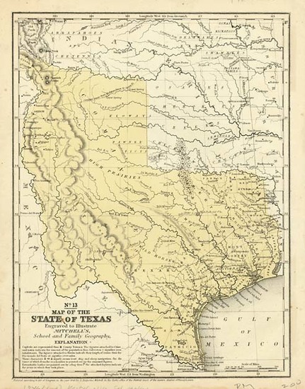 95-Texas Map By Samuel Augustus Mitchell