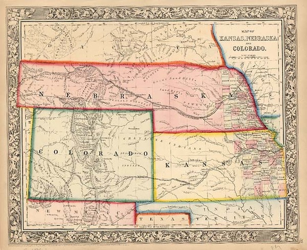 97-Plains, Southwest and Rocky Mountains Map By Samuel Augustus Mitchell Jr.