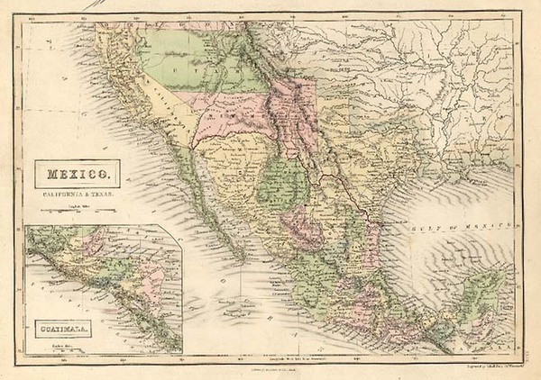 70-Texas, Southwest, Mexico and California Map By Adam & Charles Black