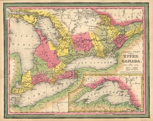 60-Midwest and Canada Map By Samuel Augustus Mitchell