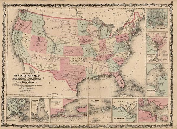 99-United States Map By Benjamin P Ward  &  Alvin Jewett Johnson