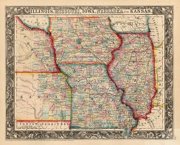 97-Midwest and Plains Map By Samuel Augustus Mitchell Jr.