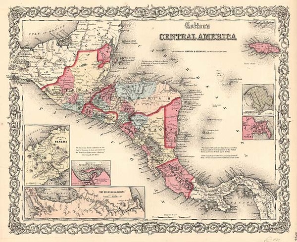 27-Central America Map By Joseph Hutchins Colton
