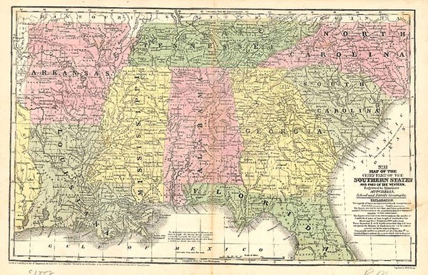 88-South and Southeast Map By Samuel Augustus Mitchell