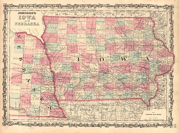 69-Midwest and Plains Map By Benjamin P Ward  &  Alvin Jewett Johnson