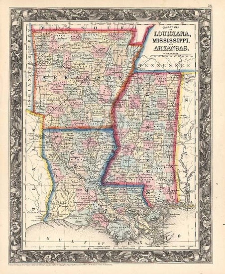 54-South Map By Samuel Augustus Mitchell Jr.