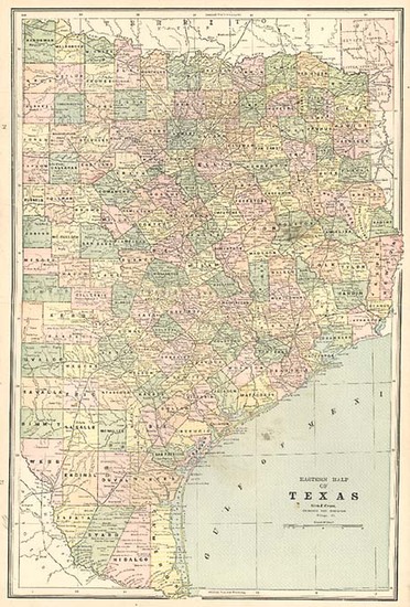 90-Texas Map By George F. Cram