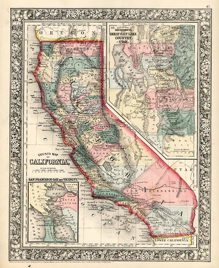 3-Southwest, Rocky Mountains and California Map By Samuel Augustus Mitchell Jr.