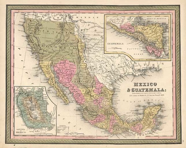 89-Texas, Southwest, Mexico and California Map By Samuel Augustus Mitchell