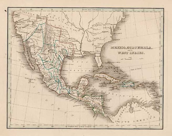 50-Texas, Southwest, Mexico and California Map By Thomas Gamaliel Bradford