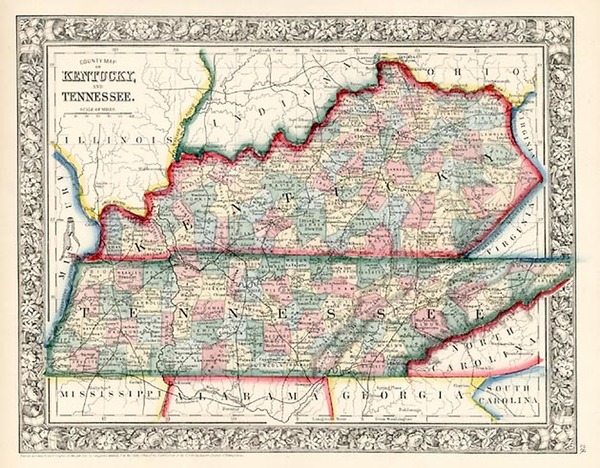 36-South Map By Samuel Augustus Mitchell Jr.