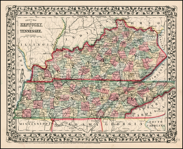 18-South Map By Samuel Augustus Mitchell Jr.