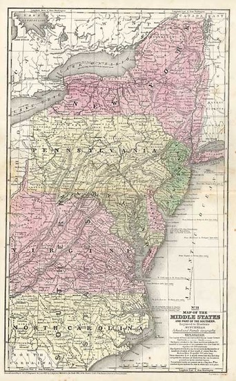 70-Mid-Atlantic and Southeast Map By Samuel Augustus Mitchell