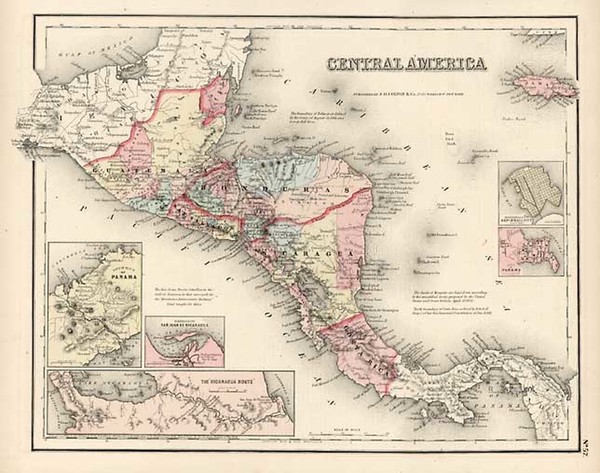 42-Central America Map By Joseph Hutchins Colton