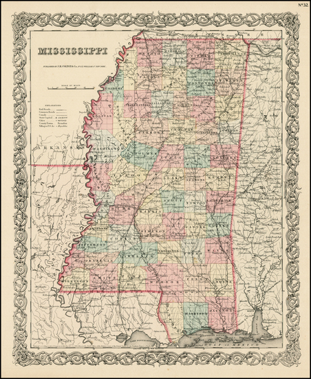 61-South Map By Joseph Hutchins Colton