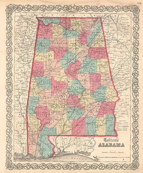 26-South Map By Joseph Hutchins Colton