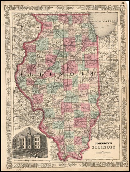 90-Midwest Map By Benjamin P Ward  &  Alvin Jewett Johnson