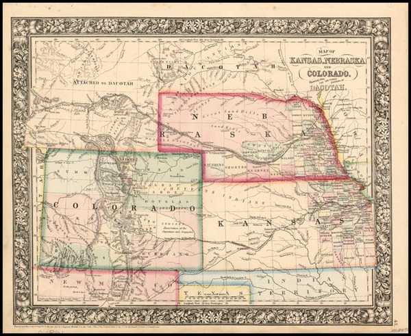 59-Plains, Southwest and Rocky Mountains Map By Samuel Augustus Mitchell Jr.