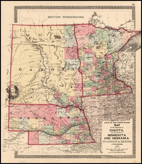22-Midwest Map By H.H. Lloyd / Warner & Beers