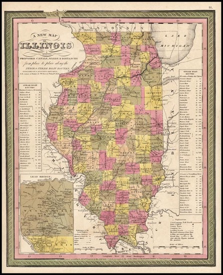 52-Midwest Map By Samuel Augustus Mitchell