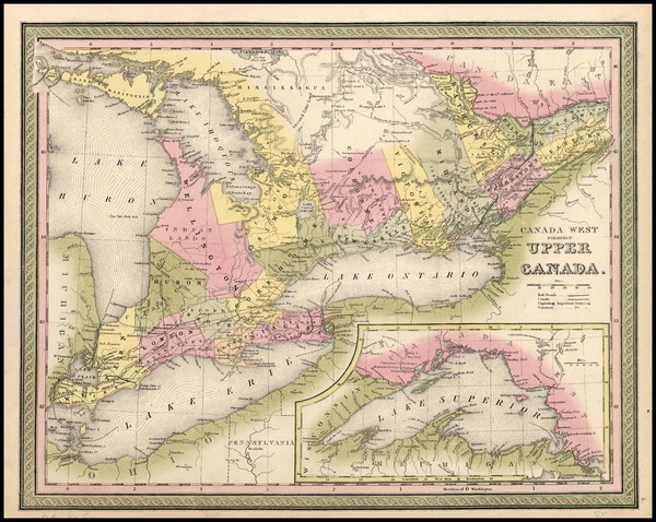 16-Midwest and Canada Map By Samuel Augustus Mitchell