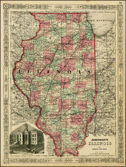 49-Midwest Map By Benjamin P Ward  &  Alvin Jewett Johnson