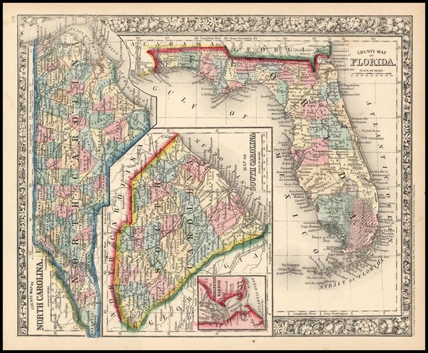 29-Florida Map By Samuel Augustus Mitchell Jr.