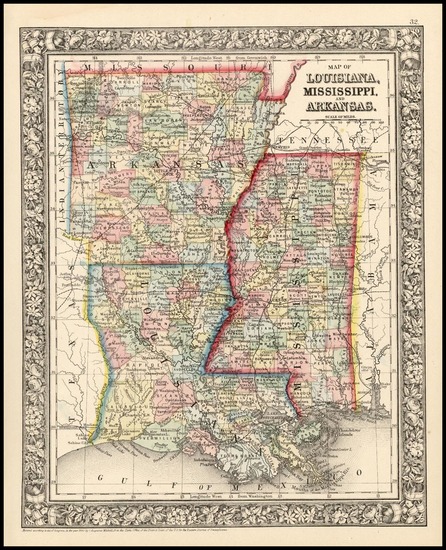 12-South Map By Samuel Augustus Mitchell Jr.