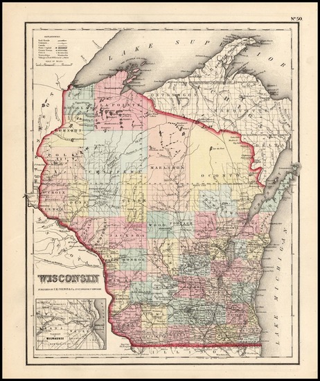 19-Midwest Map By Joseph Hutchins Colton