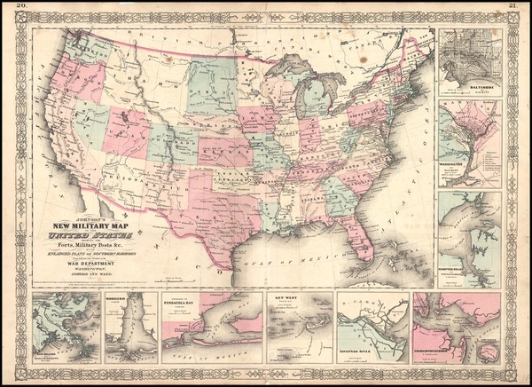 67-United States Map By Benjamin P Ward  &  Alvin Jewett Johnson