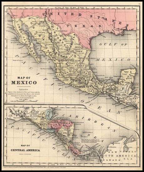 68-Southwest, Mexico and Central America Map By Daniel Burgess & Co.