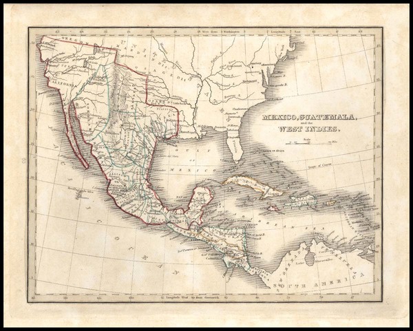 81-Texas, Southwest, Mexico and California Map By Thomas Gamaliel Bradford