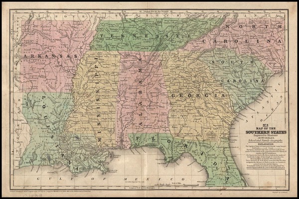 65-South and Southeast Map By Samuel Augustus Mitchell