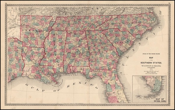 63-South and Southeast Map By Warner & Beers