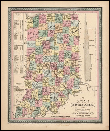 54-Midwest Map By Thomas, Cowperthwait & Co.