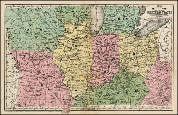 90-Midwest Map By Samuel Augustus Mitchell