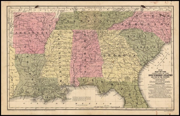 80-United States and Southeast Map By Samuel Augustus Mitchell