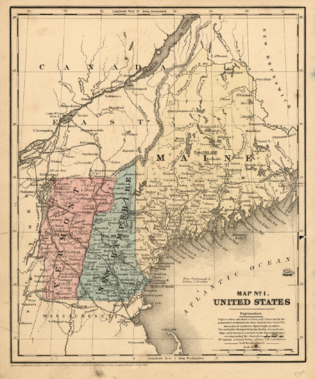 37-New England Map By Daniel Burgess & Co.