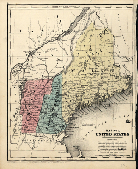 90-New England Map By Daniel Burgess & Co.