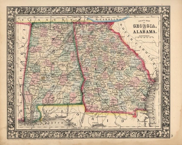 29-South and Southeast Map By Samuel Augustus Mitchell Jr.