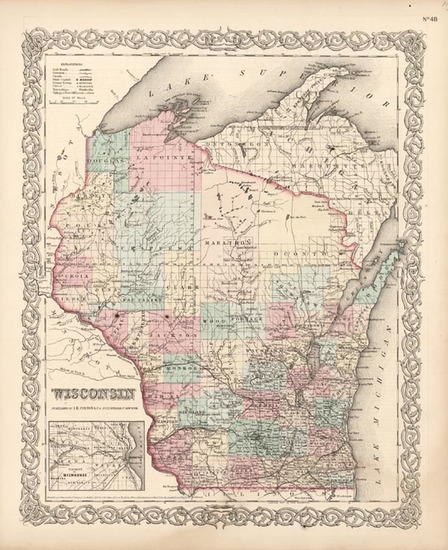 100-Midwest Map By Joseph Hutchins Colton