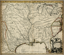 United States, South, Southeast, Texas, Midwest and Plains Map By John Senex